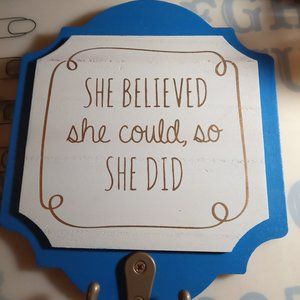 Cute sign with hook for storage or display